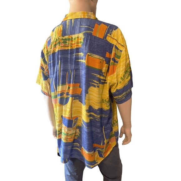 Jams World 100% Rayon Hawaiian Shirt Top Casual Tiki  Full Button Front Colorful - Picture 6 of 16